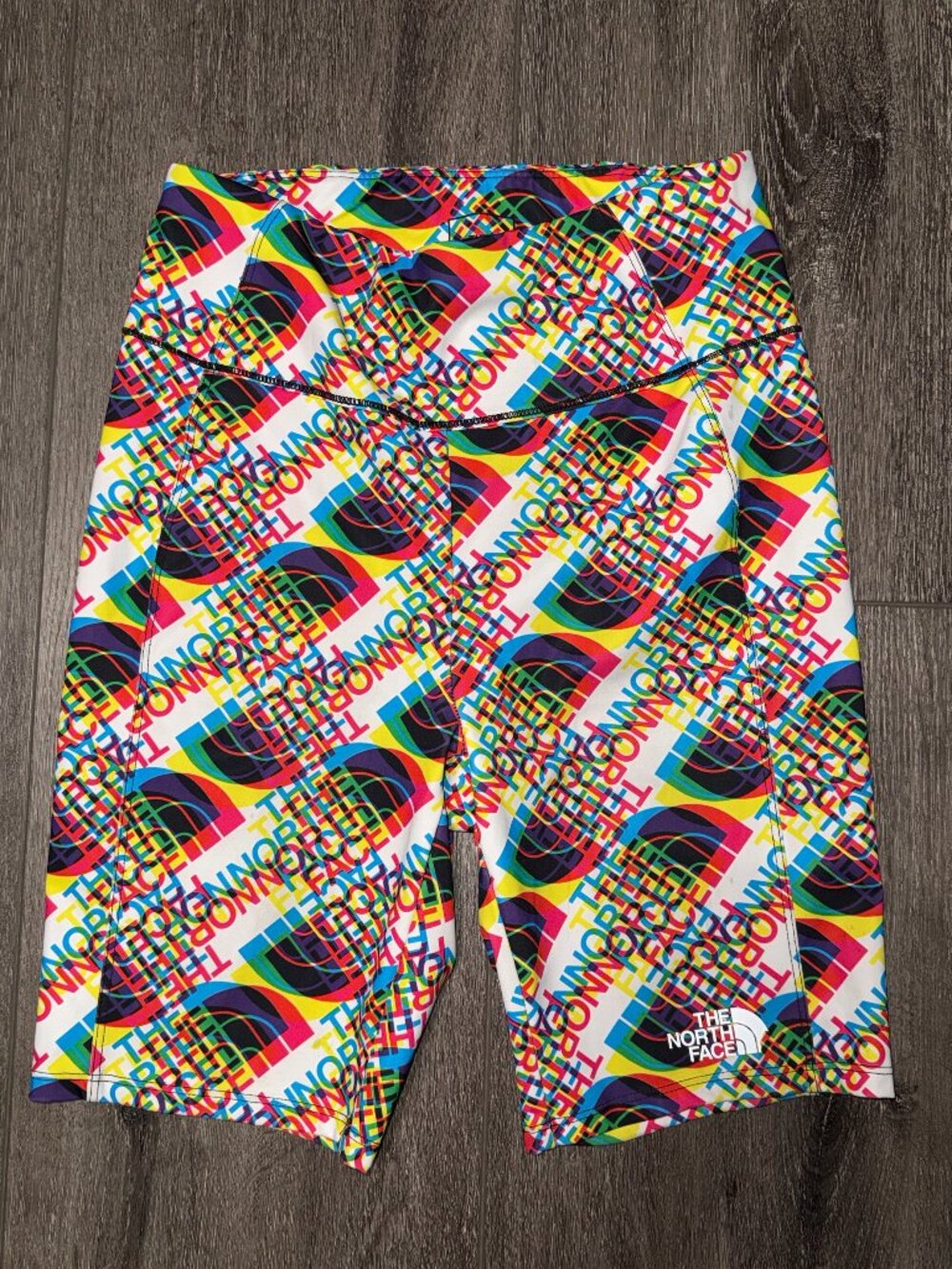 The North Face Girls Printed Never Stop Bike Short TNF White Half Dome Glitch L